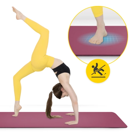 NBR torna- és jógaszőnyeg, 180 × 60 × 1,5 cm, bordó