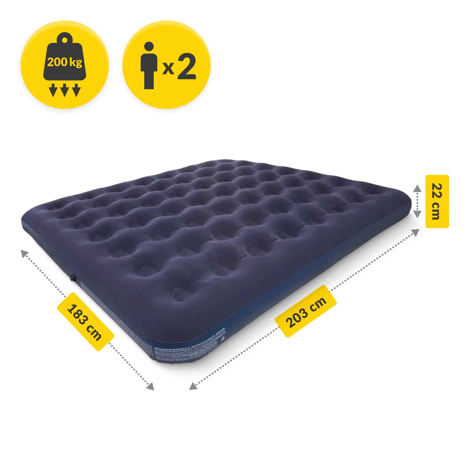 Materac dmuchany dwuosobowy z pompka i poduszkami