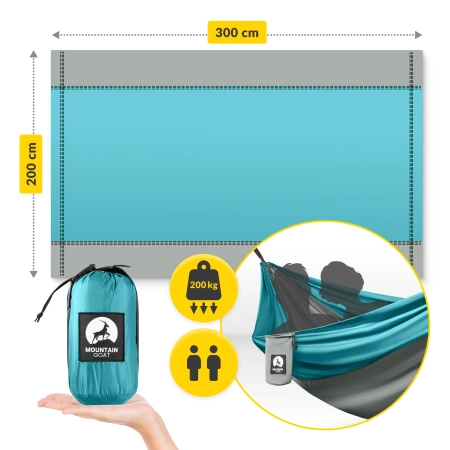 Mountain Goat kétfős utazási függőágy, szürke és türkizkék