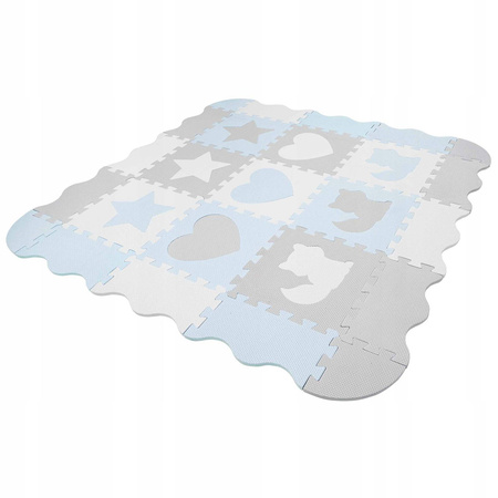 Oktató puzzle szőnyeg gyerekeknek, 120 x 120 cm, világoskék