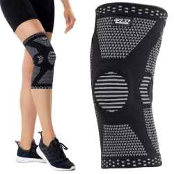 Rugalmas térdszorító térdkalács-stabilizátorral, S, szürke