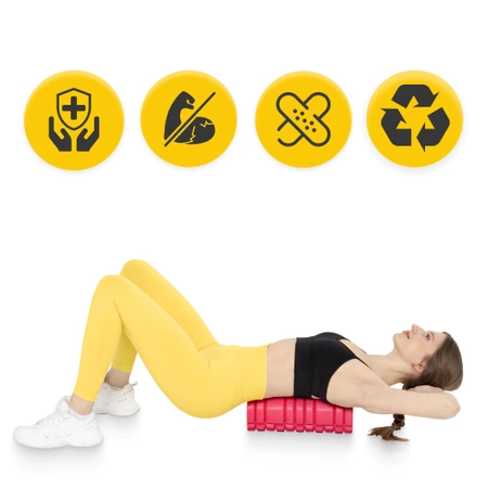 EVA bordázott masszázshenger, 33 cm, rózsaszín