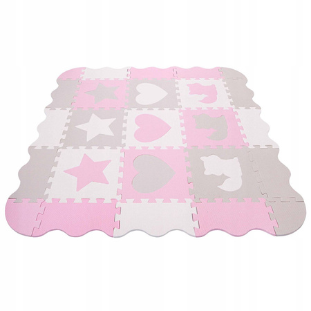 Gyerek oktató puzzle szőnyeg, 120 x 120 cm, rózsaszín