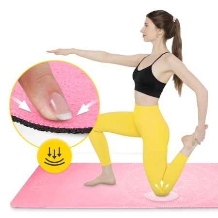 Velúros jóga- és tornaszőnyeg, 1,5 mm, rózsaszín