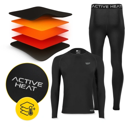 Unisex termikus alsóruha - fekete szett, póló + nadrág, XL méret