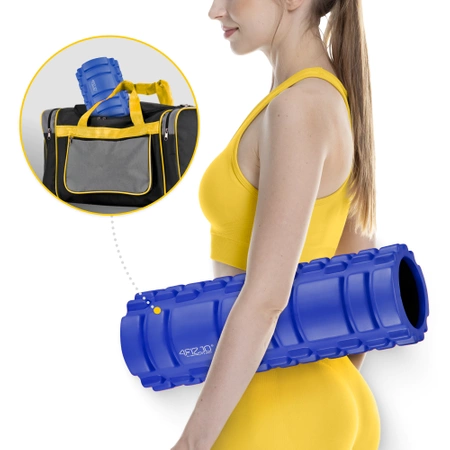 EVA bordázott masszázshenger, 33 cm, kék