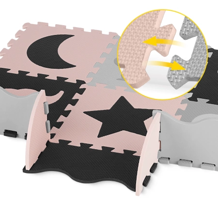 Oktató puzzle szőnyeg gyerekeknek, 150 x 150 cm, rózsaszín