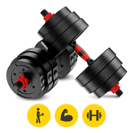 Rúddal ellátott, állítható bitumenes kézisúlyzó, 2 x 10 kg