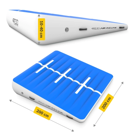 AIR INCLINE airtrack tornaszőnyeg, 2 x 2 x 0,4 m + pumpa
