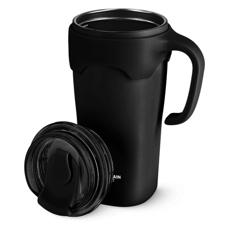 Szívószálas termosz bögre, 650 ml, fekete