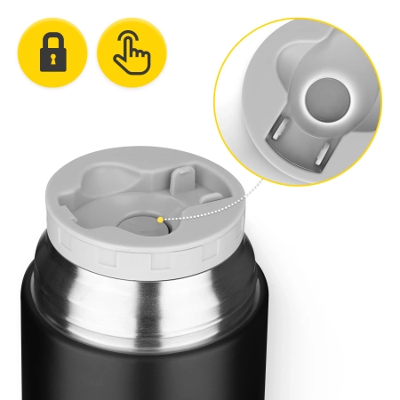 720 ml-es rozsdamentes acél ebédtermosz, fekete