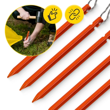 Háromszög alakú alumínium sátorcövek készlet, 15 cm, 10 db