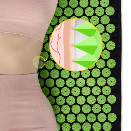 Párnával ellátott klasszikus akupresszúrás szőnyeg, zöld