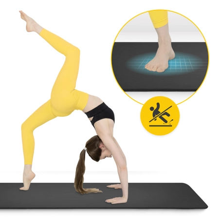 NBR torna- és jógaszőnyeg, 180 × 60 × 1 cm, fekete