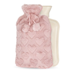 Gumi melegítőpalack szív mintás plüss szövetborítással, 2 l