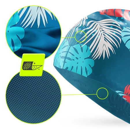 TSUNAMI női úszósapka, leveles minta