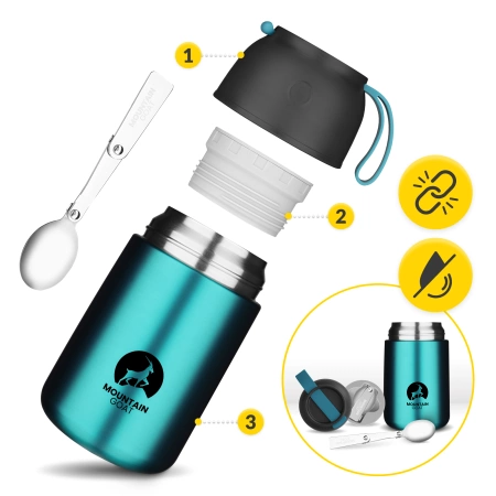 720 ml-es rozsdamentes acél ebédtermosz, kék