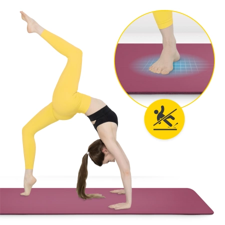 NBR torna- és jógaszőnyeg, 180 × 60 × 1 cm, bordó