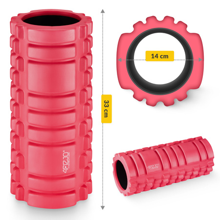 EVA bordázott masszázshenger, 33 cm, rózsaszín