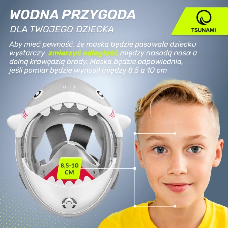 TSUNAMI SHARK gyermek búvármaszk, szürke