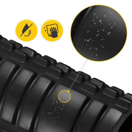 EVA bordázott masszázshenger, 33 cm, fekete