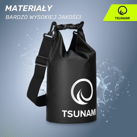 TSUNAMI vízálló zsák, 5 l, fekete