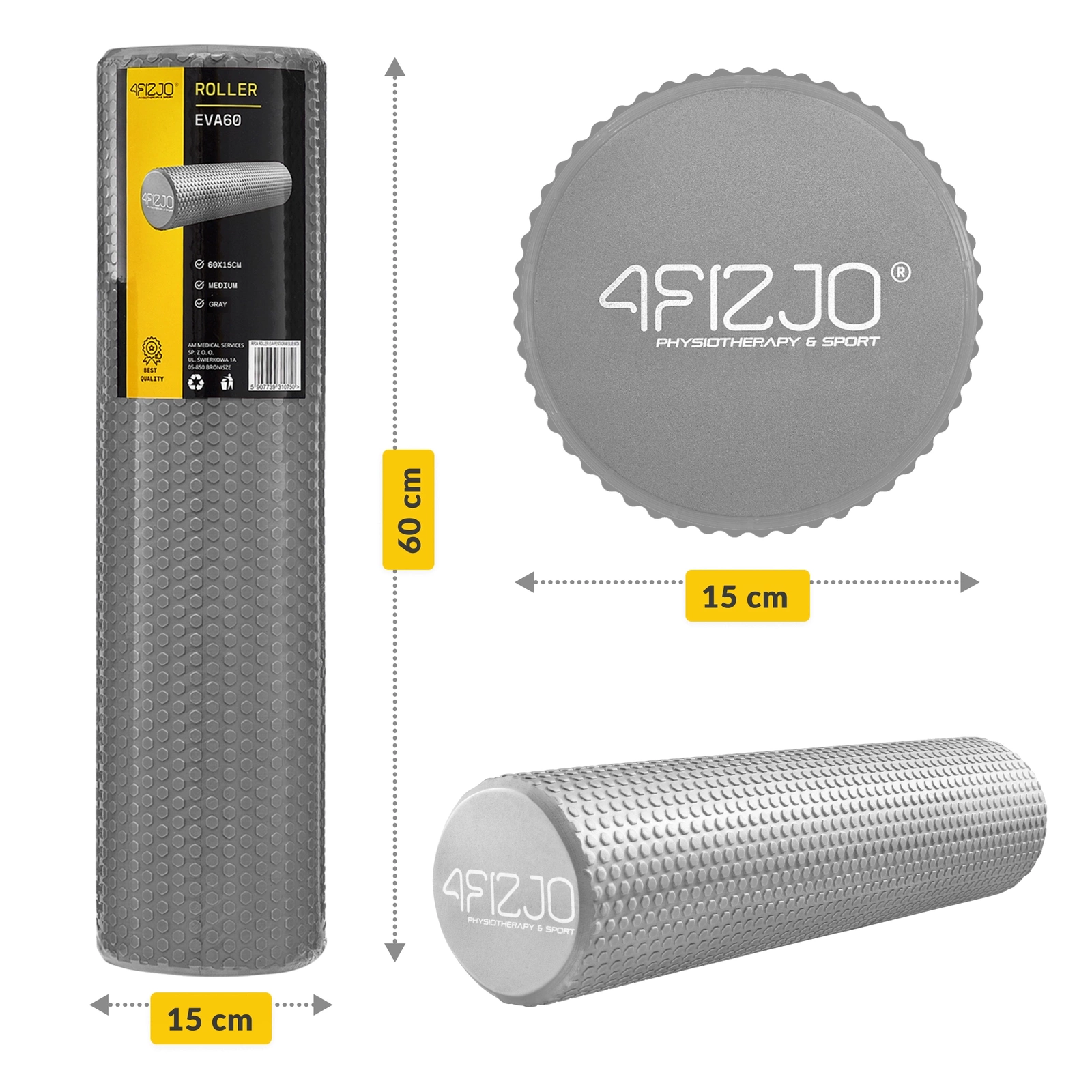 roller do masazu z wypustkami pentagram 60cm care+ walek