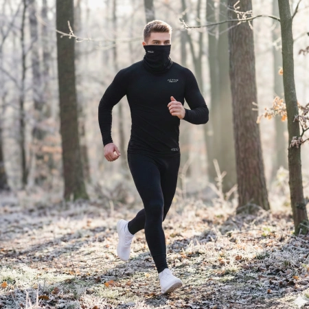 Unisex termikus alsóruha - fekete szett, póló + nadrág, S méret