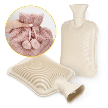 Gumi melegítőpalack szív mintás plüss szövetborítással, 2 l