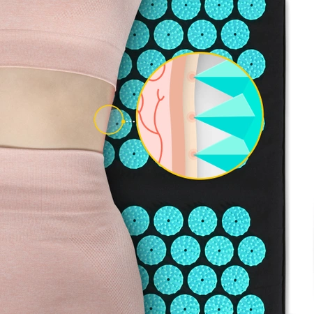 Párnával ellátott klasszikus nagy akupresszúrás szőnyeg, XL, sötétzöld