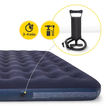 Avenli kétszemélyes felfújható matrac pumpával és párnával, 203 x 183 x 22 cm
