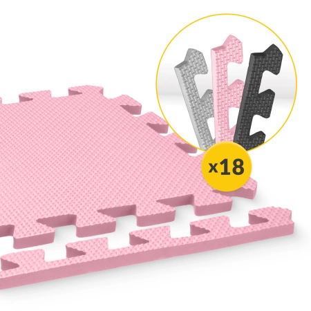 Gyerek oktató puzzle szőnyeg, 90 x 90 cm, rózsaszín