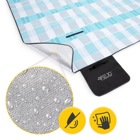 Szigeteléssel rendelkező piknik- és strandtakaró, 200 x 200 cm, kocka mintás