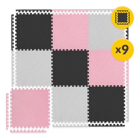 Gyerek oktató puzzle szőnyeg, 180 x 180 cm, rózsaszín