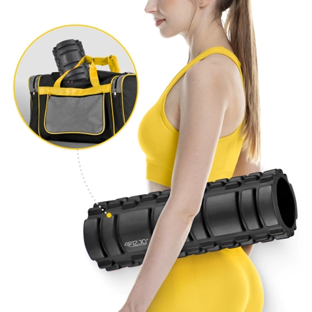 EVA bordázott masszázshenger, 33 cm, fekete