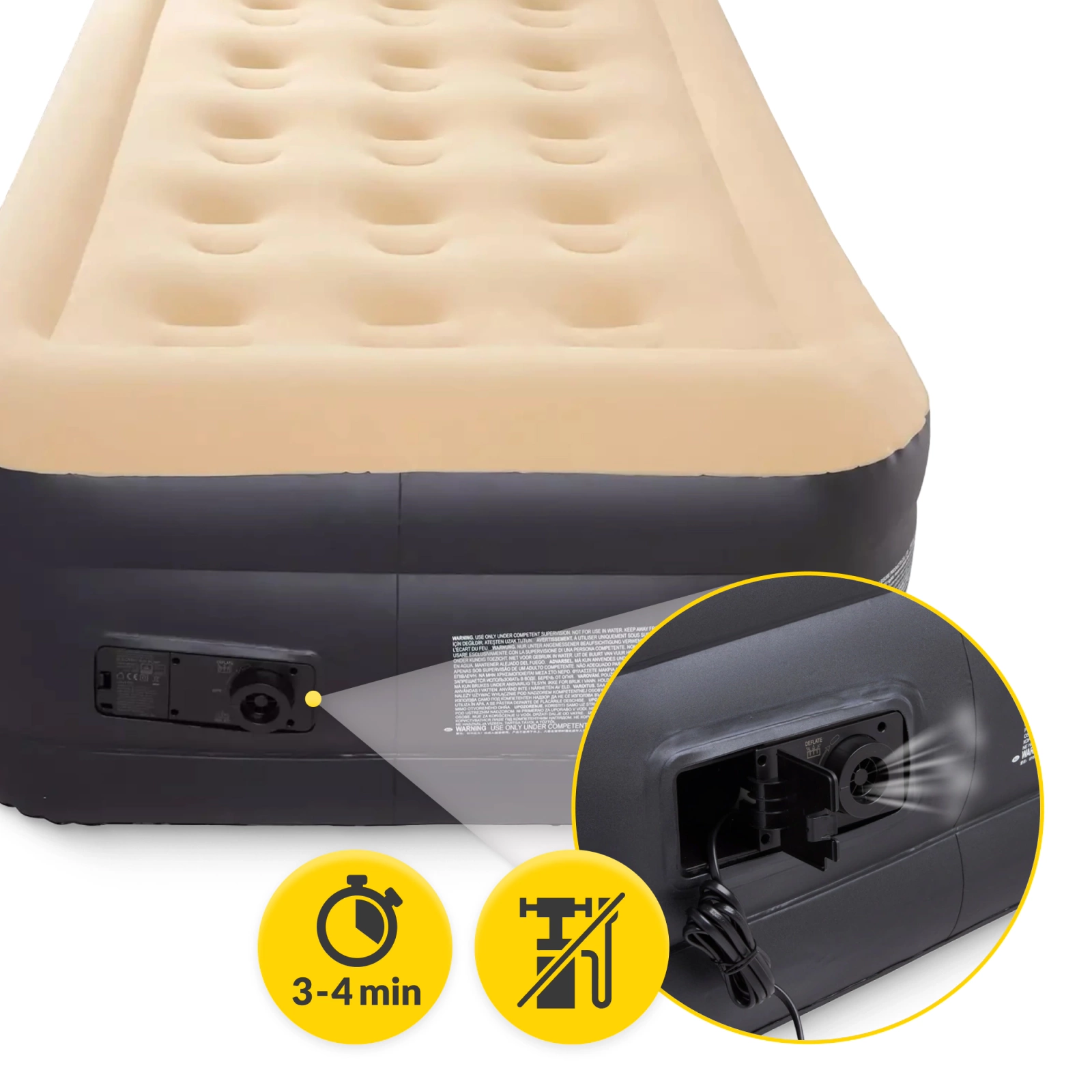 MATERAC DMUCHANY JEDNOOSOBOWY Z POMPKĄ ELEKTRYCZNA Model 123