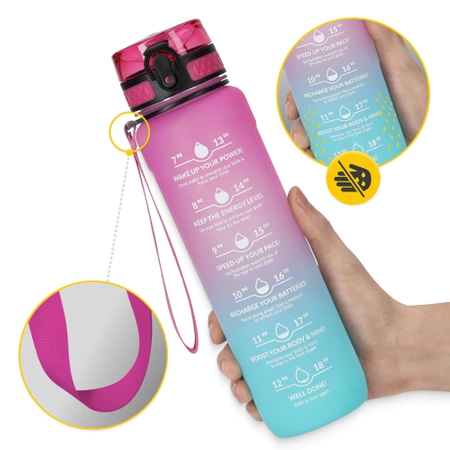 Gyerek kulacs, motivációs minta, 1 L, rózsaszín