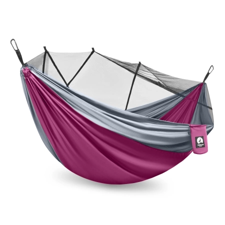 Mountain Goat egyágyas utazó függőágy szúnyoghálóval, szürke és rózsaszín