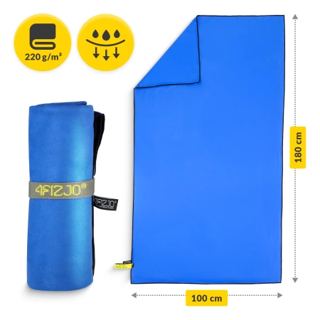 Gyorsan száradó mikroszálas törölköző, 180 x 100 cm kék