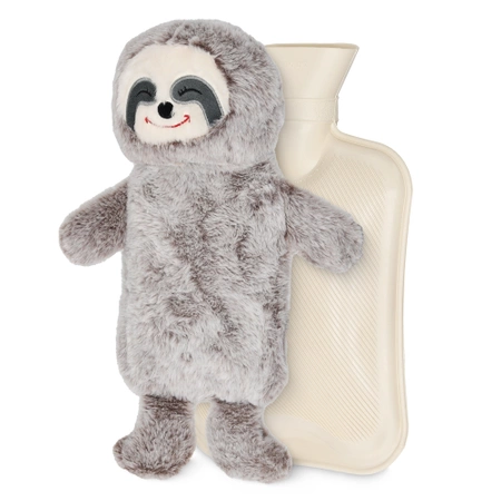 Plüss melegítőpalack lajhár mintás szövetborítással, 0,75 l