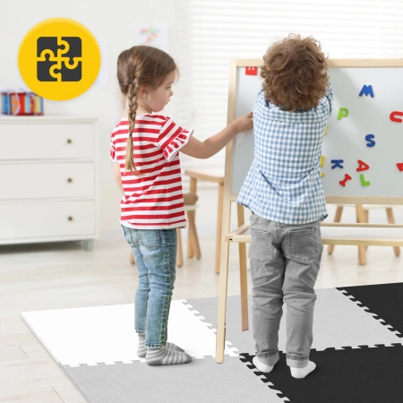 Gyerek oktató puzzle szőnyeg, 180 x 180 cm, szürke