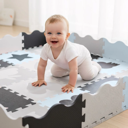 Gyerek oktató puzzle szőnyeg, 150 x 150 cm, fehér