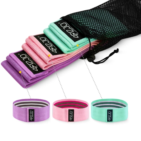 HIP BAND textil erősítő gumiszalag szett, 3 db