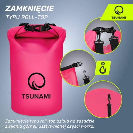 TSUNAMI vízálló zsák, 30 l, rózsaszín