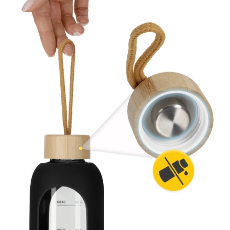 Üvegkulacs, 750 ml, fekete