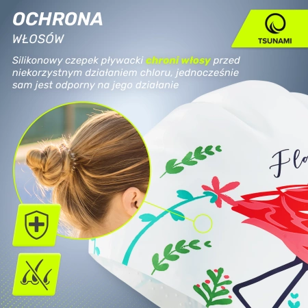 TSUNAMI női úszósapka, flamingós minta