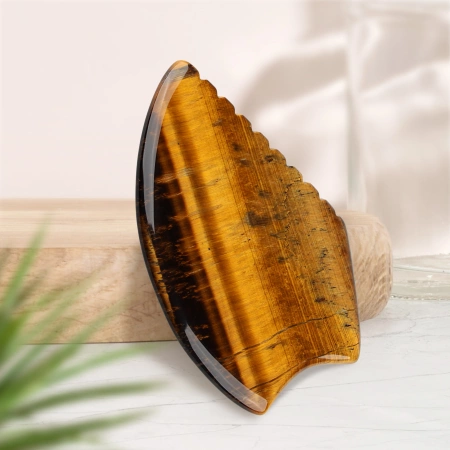 Barázdált Gua Sha kő természetes tigris szeme kvarcból