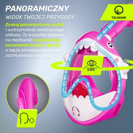TSUNAMI SHARK gyermek búvármaszk, rózsaszín