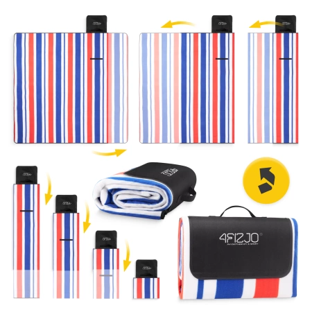 Szigeteléssel rendelkező piknik- és strandtakaró, 200 x 200 cm, csíkos mintás