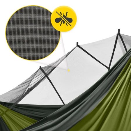Mountain Goat két személyes utazási függőágy szúnyoghálóval, szürke és zöld